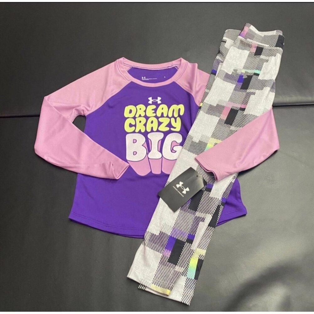 NWT Under Armour Leggings & Long Sleeve Tee Set Girls Size 5